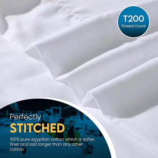 200TC 100% Egyptian Cotton Luxury Flat Sheet - Single, Double, Super King