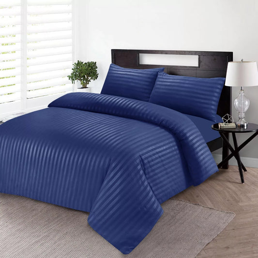 Satin Stripe Duvet Cover Set with Pillowcase, 100% Microfiber Single, Double, King, Super King