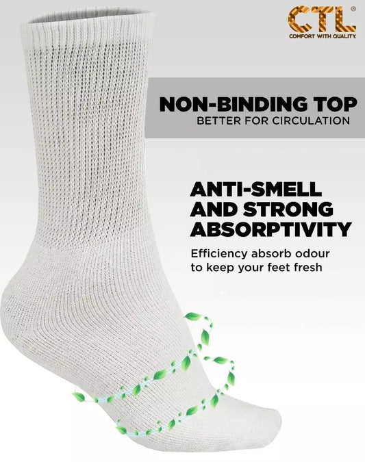 3 Pairs Black Extra Wide Non-Elastic Diabetic Socks with Soft Grip